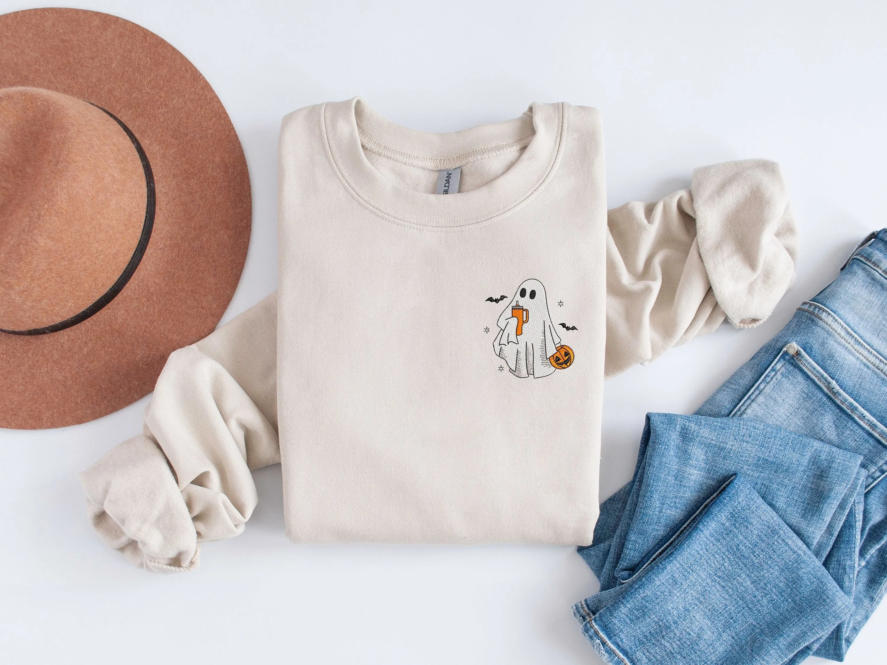 Ghost Trick or Treat Embroidered Sweatshirt