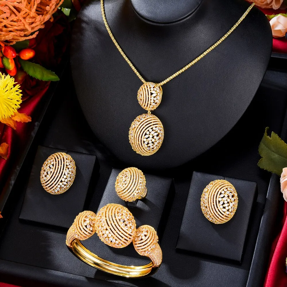 GODKI Luxury African Bangle Ring Sets Fashion Dubai Bridal Jewelry Sets For Women Wedding brincos para as mulheres 2022