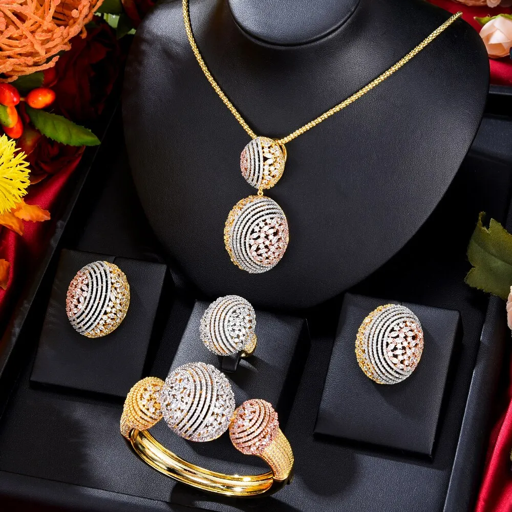GODKI Luxury African Bangle Ring Sets Fashion Dubai Bridal Jewelry Sets For Women Wedding brincos para as mulheres 2022