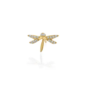 Gold & Diamond Dragonfly Stud