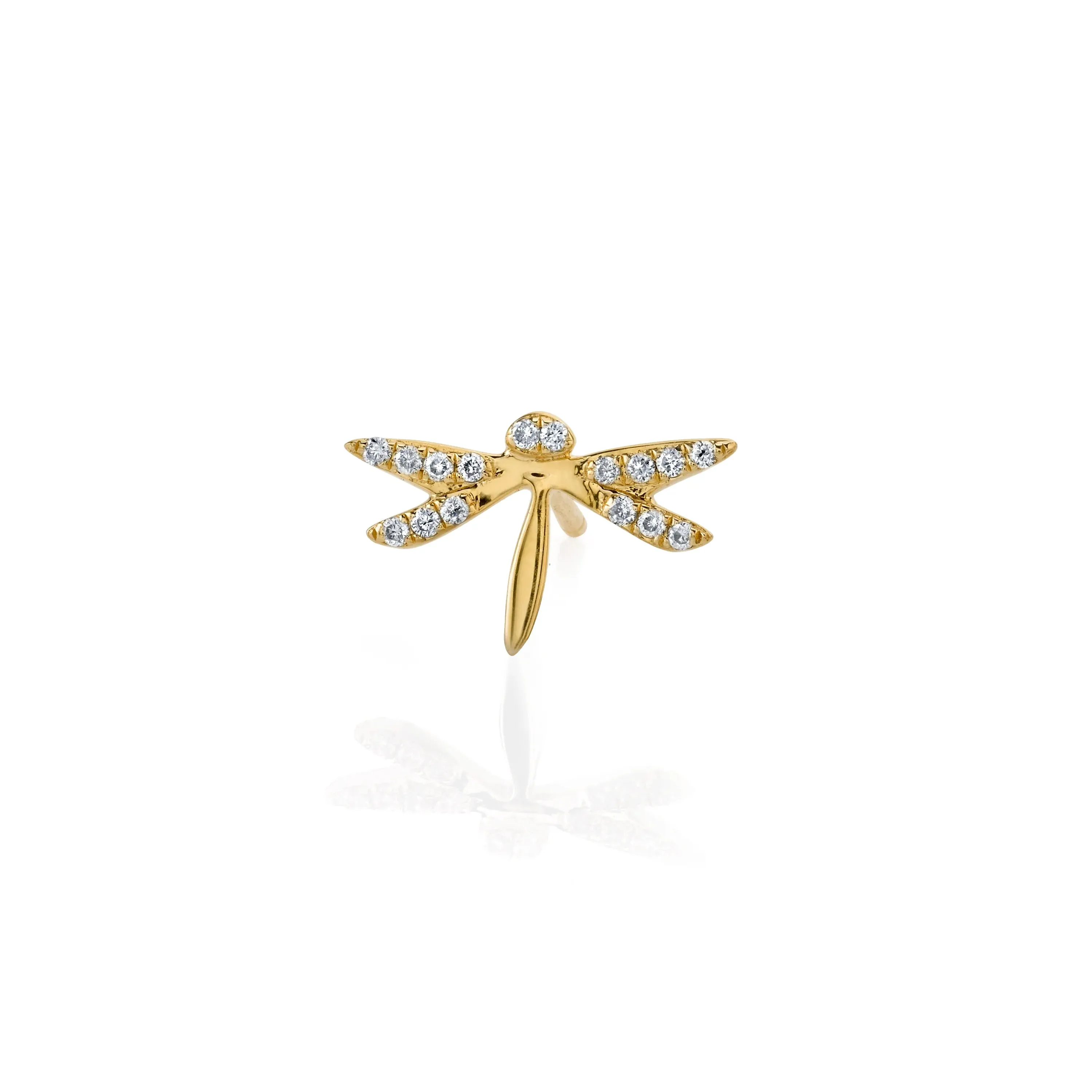 Gold & Diamond Dragonfly Stud