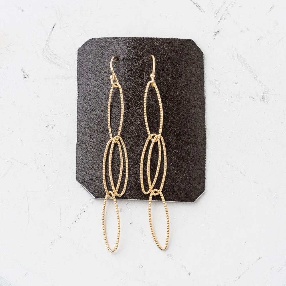 Gold Shimmer Marquise Cascade Earrings