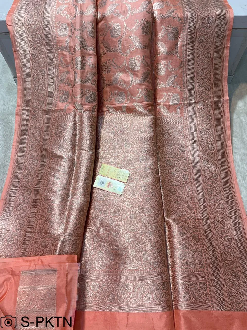Gold Zari Banarasi Silk Saree with heavy pallu