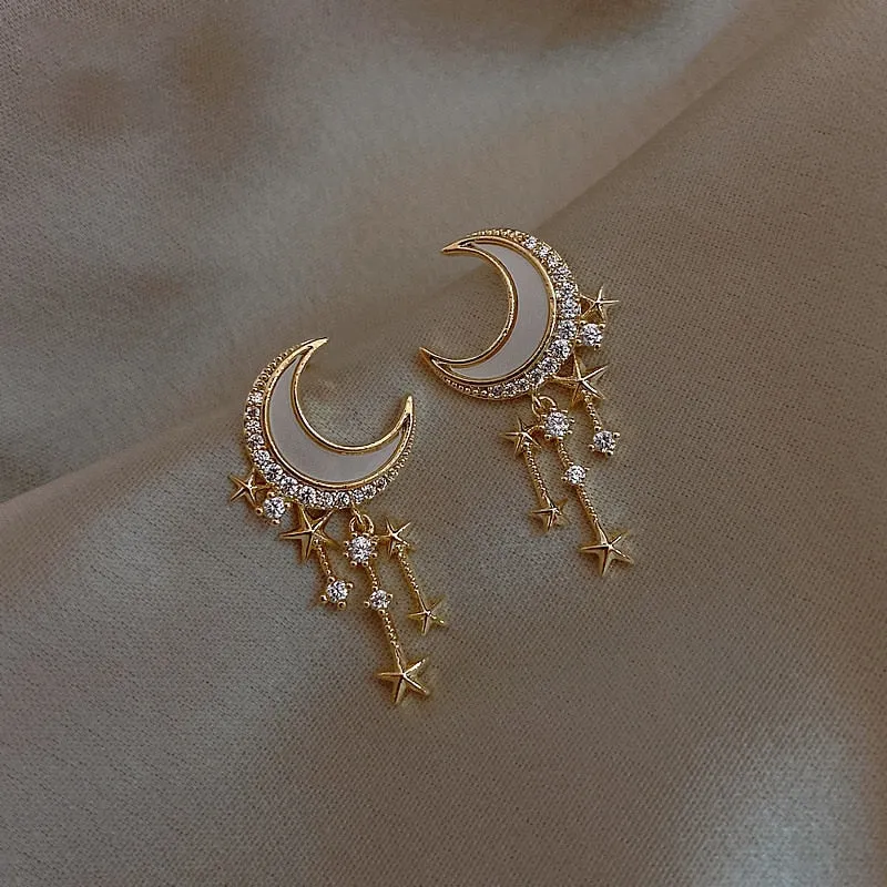 Golden and Pearl Earrings with Gold Plating