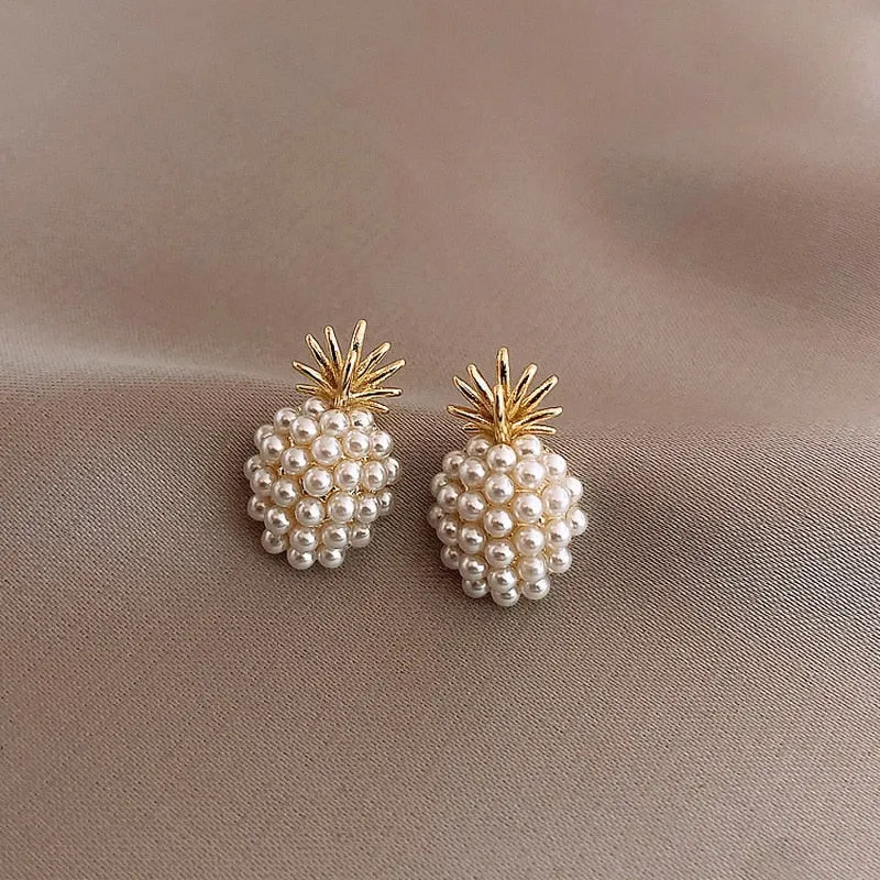 Golden and Pearl Earrings with Gold Plating