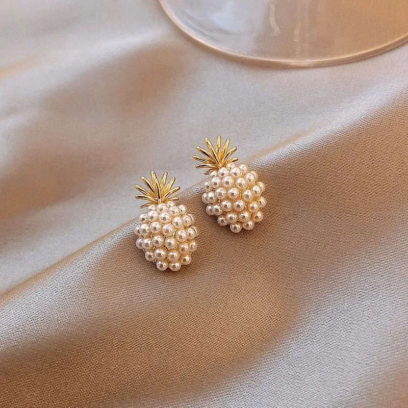 Golden and Pearl Earrings with Gold Plating