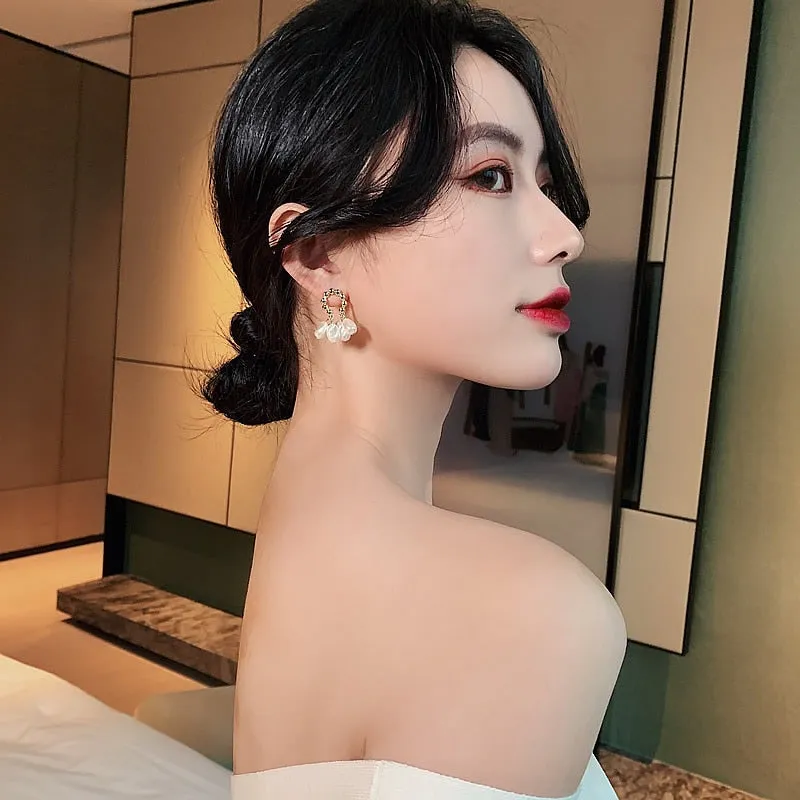 Golden and Pearl Earrings with Gold Plating