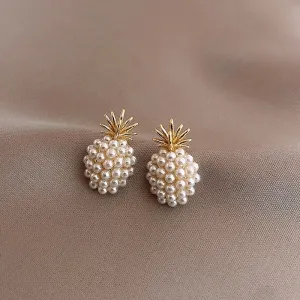 Golden and Pearl Earrings with Gold Plating