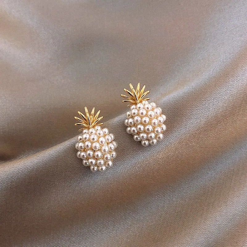 Golden and Pearl Earrings with Gold Plating