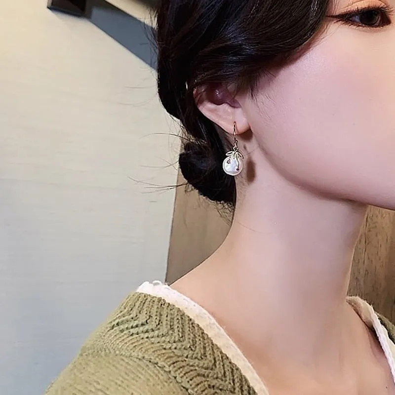 Golden and Pearl Earrings with Gold Plating