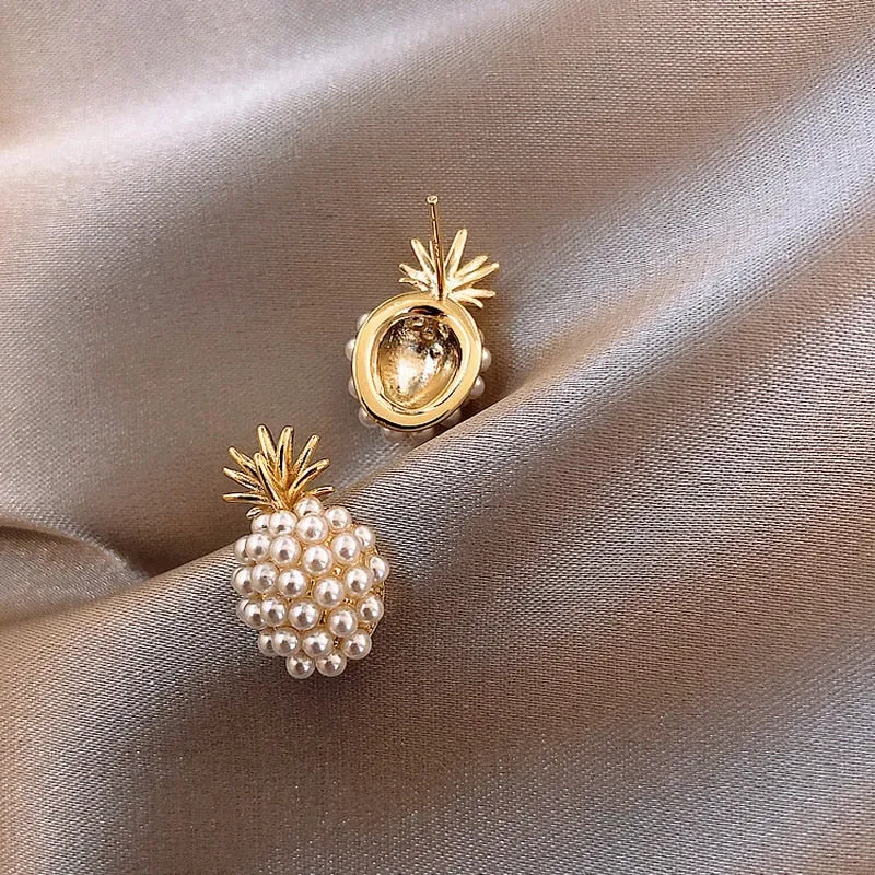Golden and Pearl Earrings with Gold Plating