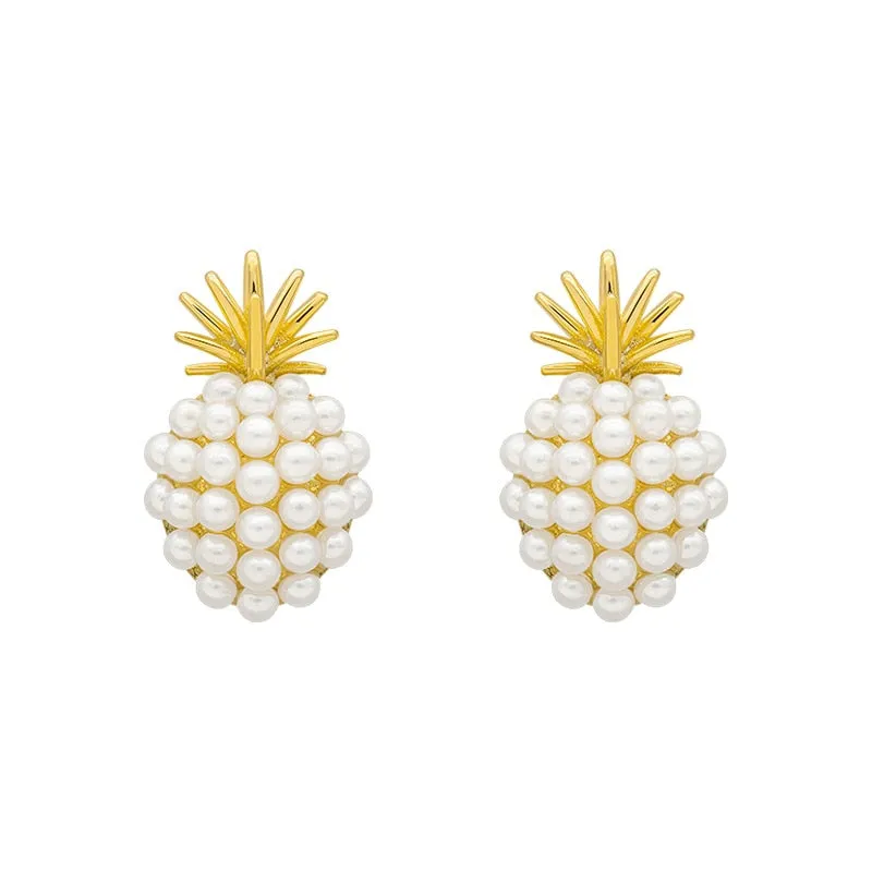 Golden and Pearl Earrings with Gold Plating