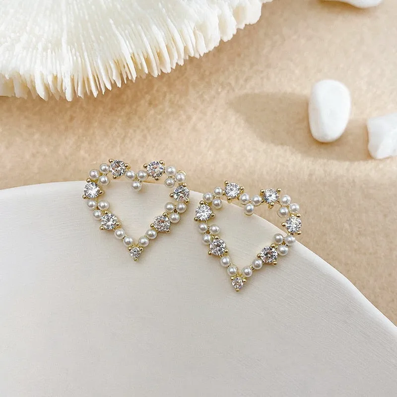 Golden and Pearl Earrings with Gold Plating