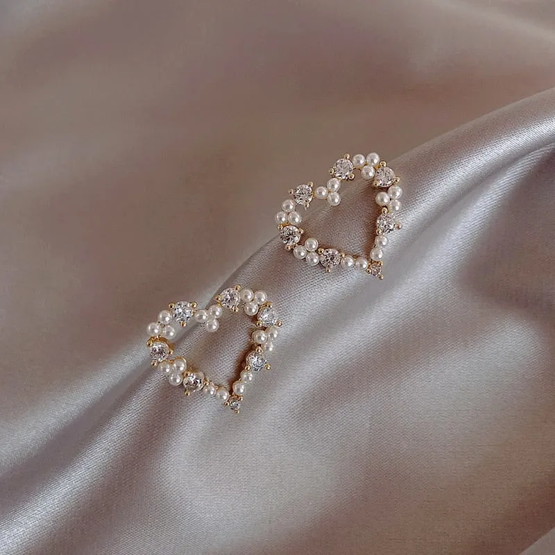 Golden and Pearl Earrings with Gold Plating