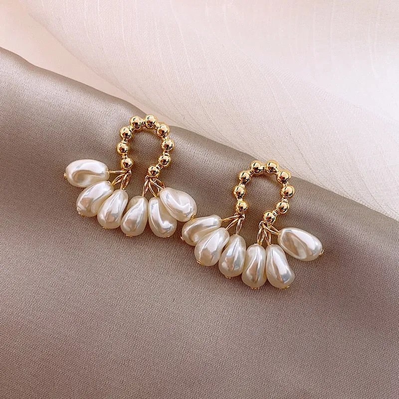 Golden and Pearl Earrings with Gold Plating