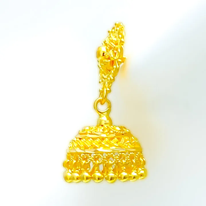 Graceful Blooming 22k Gold Jhumki Earrings
