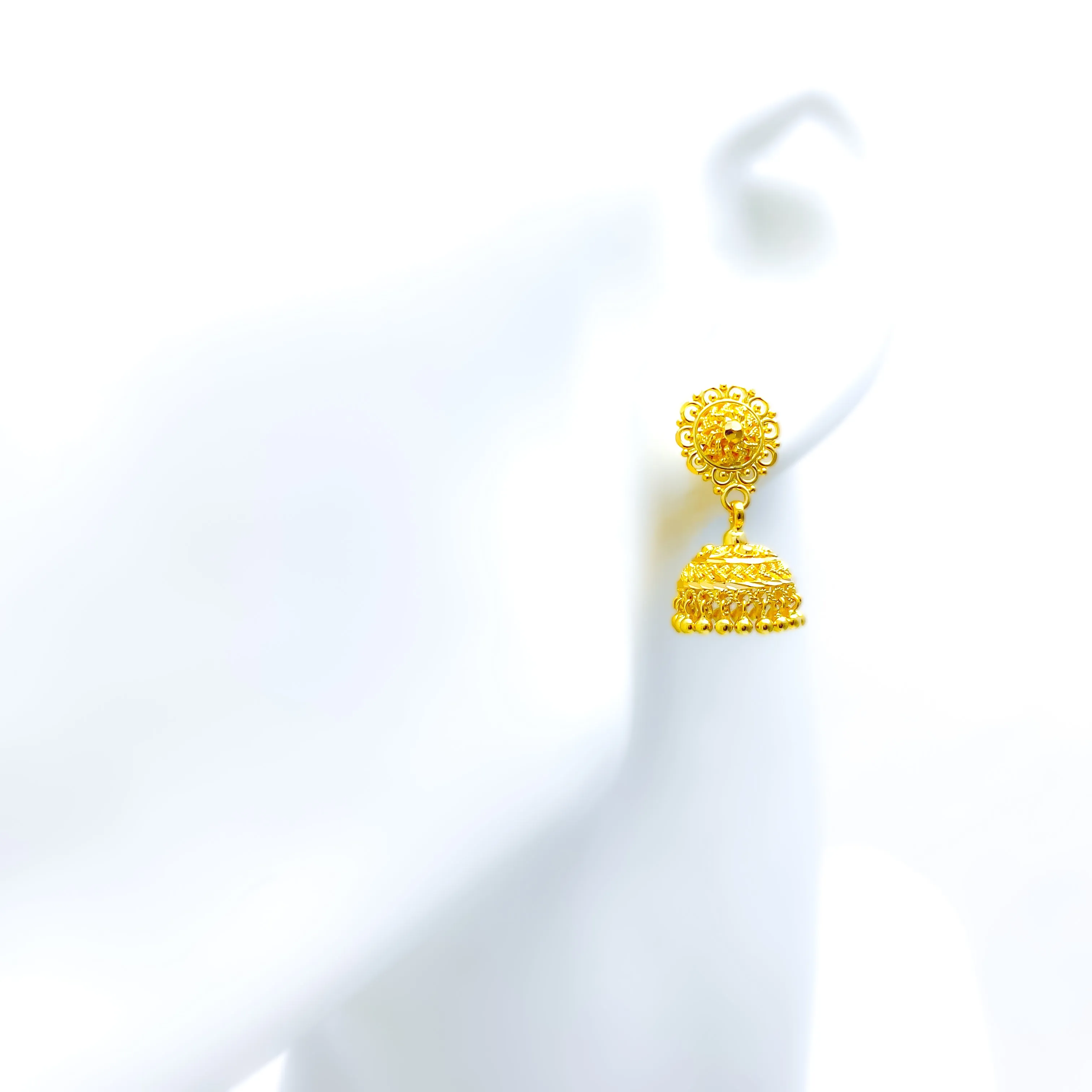 Graceful Blooming 22k Gold Jhumki Earrings