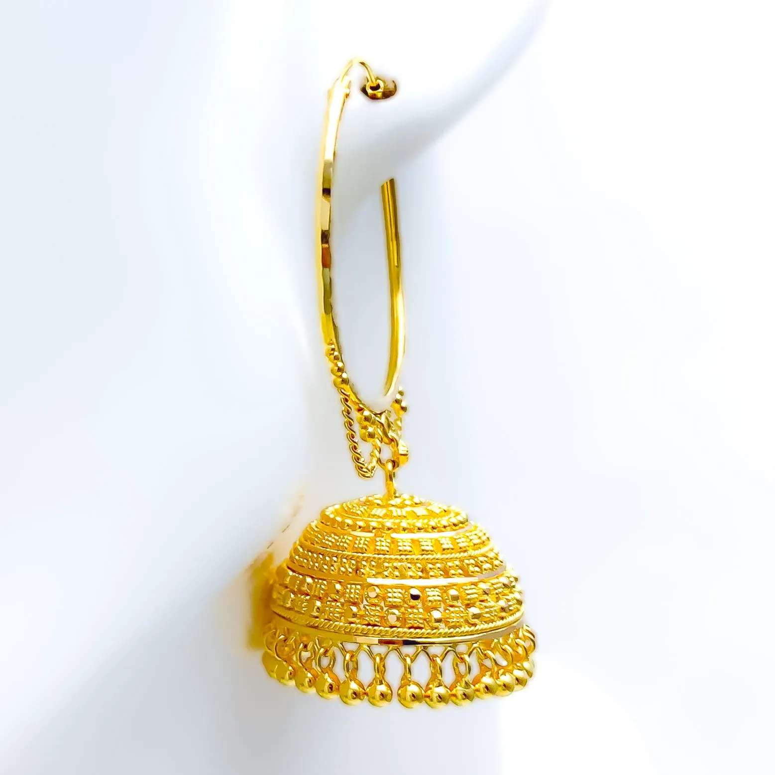 Graceful Bold Glowing 22K Gold Bali Earrings