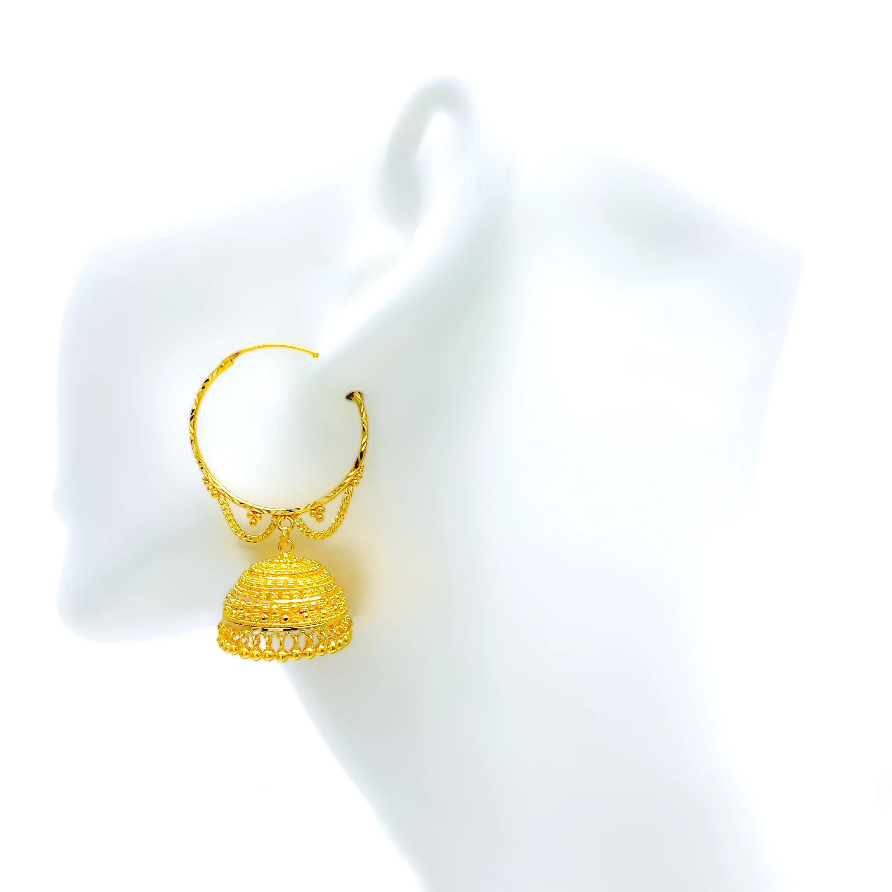 Graceful Bold Glowing 22K Gold Bali Earrings
