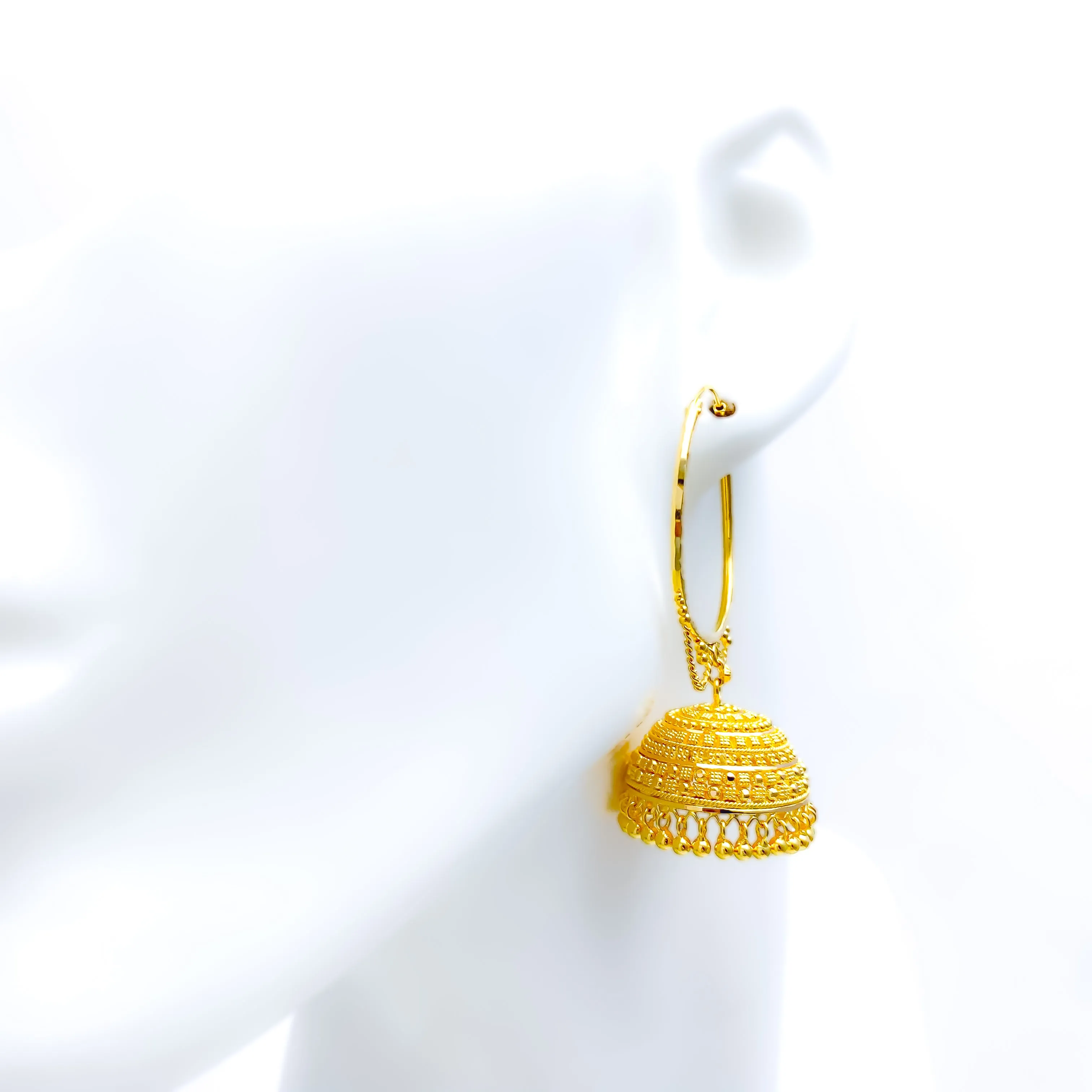 Graceful Bold Glowing 22K Gold Bali Earrings