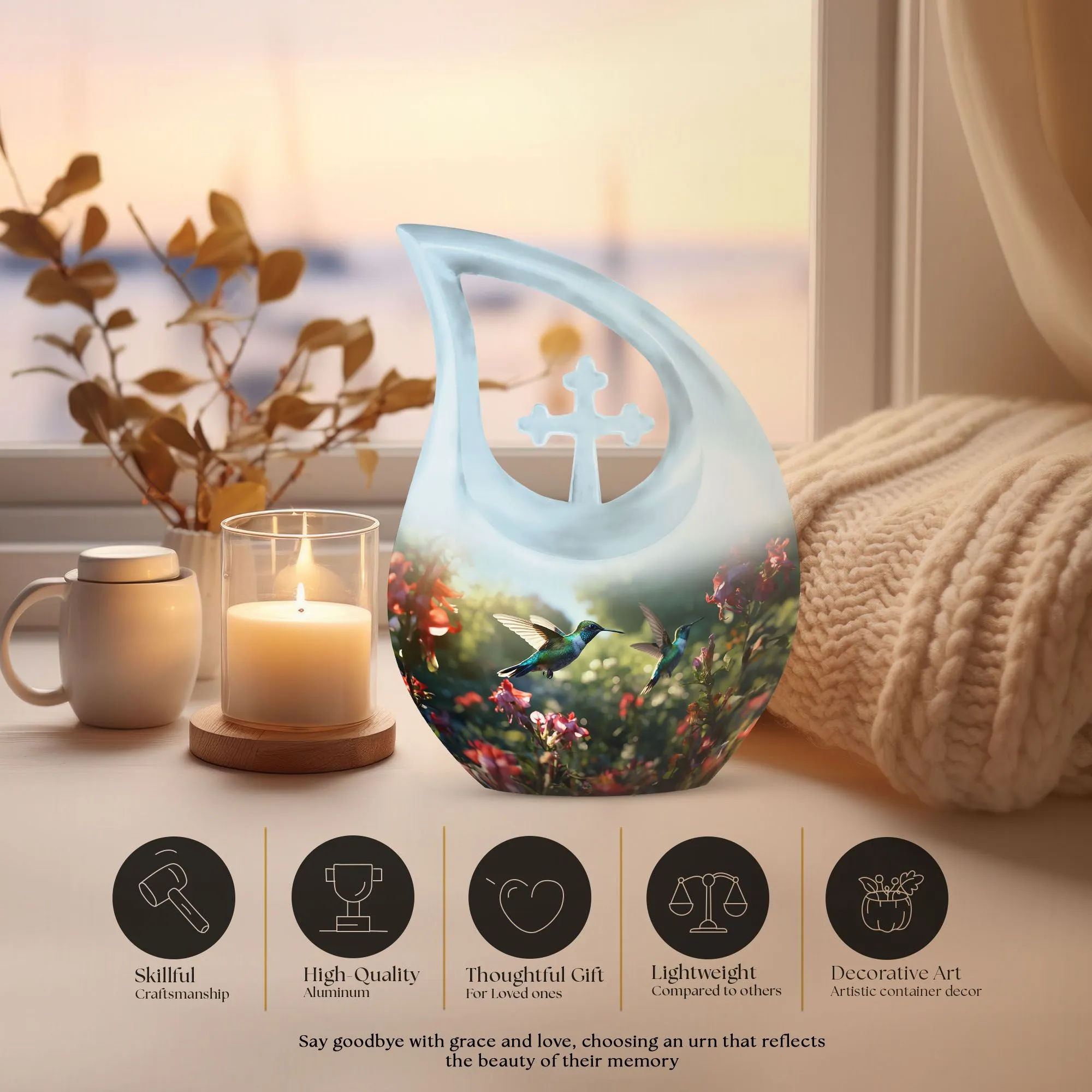 Graceful Glide: Humming Bird Themed Cremation Keepsake Urn