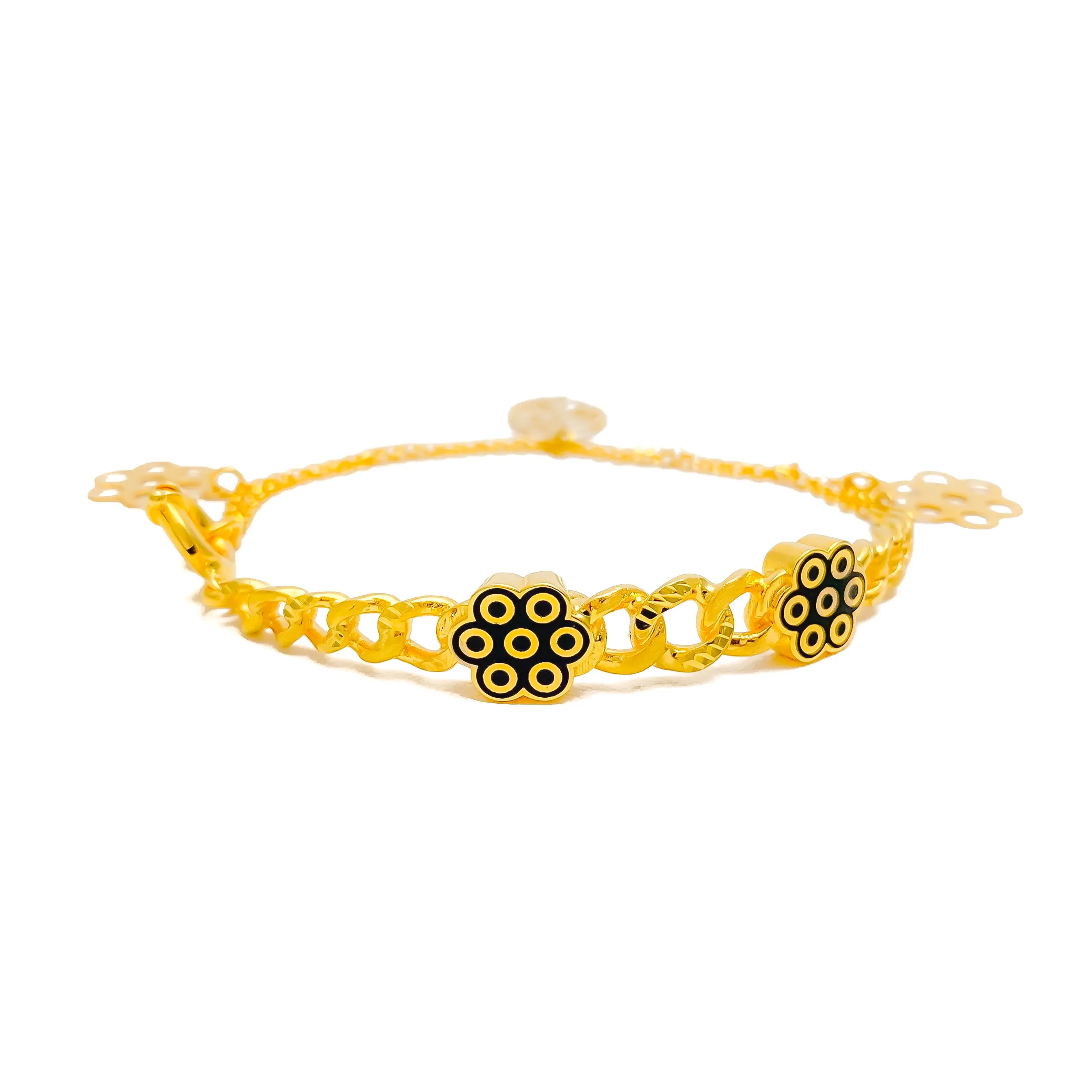 Graceful Hanging Floral 21K Gold Flexi Bangle Bracelet