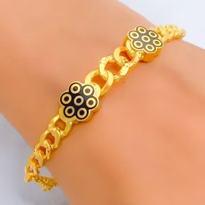 Graceful Hanging Floral 21K Gold Flexi Bangle Bracelet