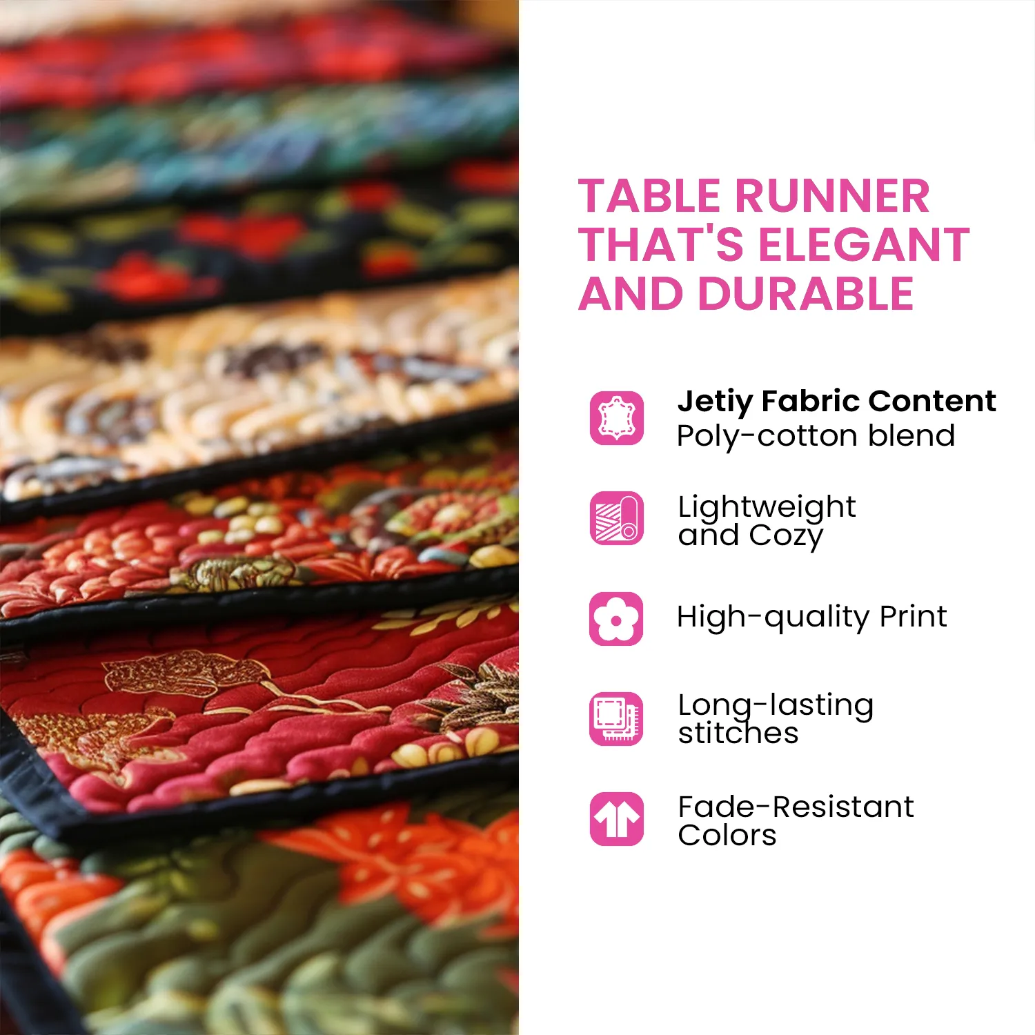 Graceful Petals Quilted Table Runner NCU0NVH368