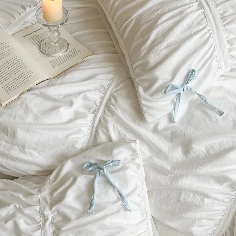 Graceful Ribbon Ruffles Duvet Cover Set