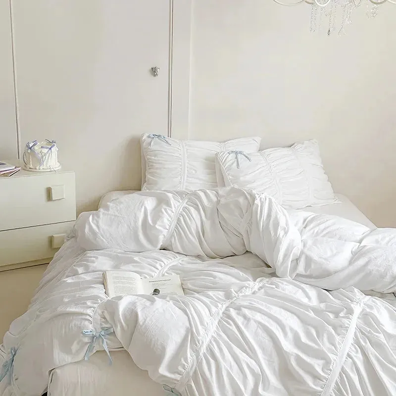 Graceful Ribbon Ruffles Duvet Cover Set