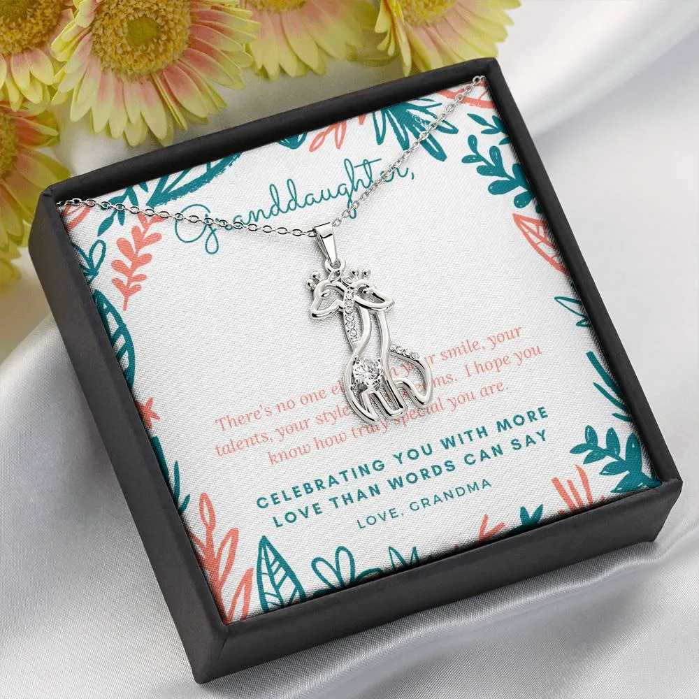 Granddaughter Giraffe Necklace, From Grandma-You are truly special