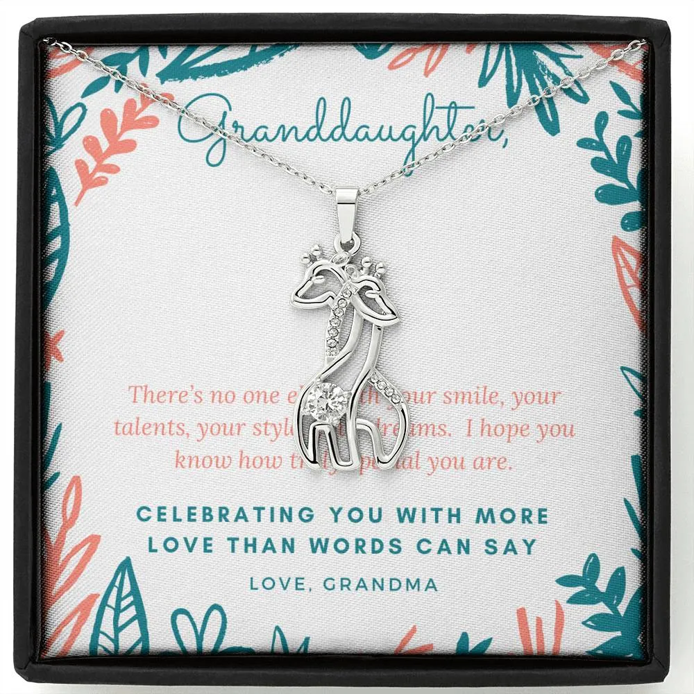 Granddaughter Giraffe Necklace, From Grandma-You are truly special