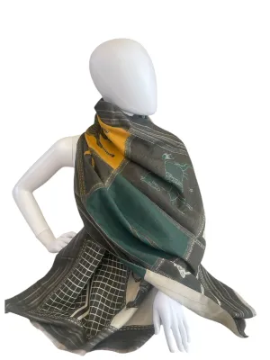 Green And Olive Horse Wool Scarf