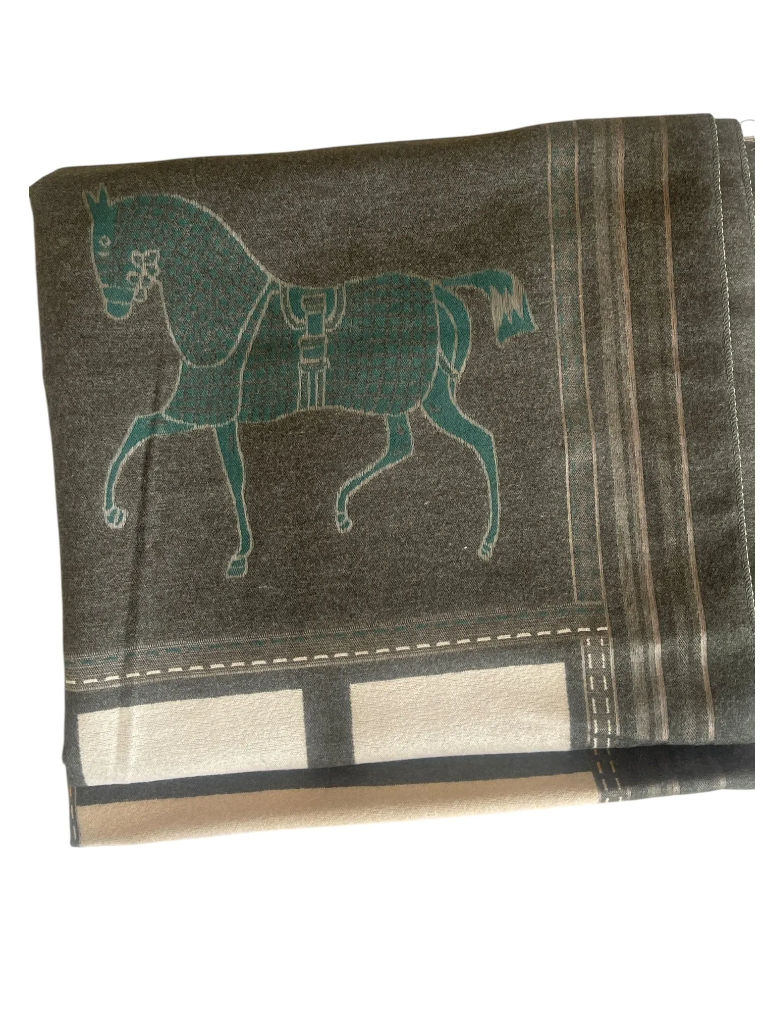 Green And Olive Horse Wool Scarf