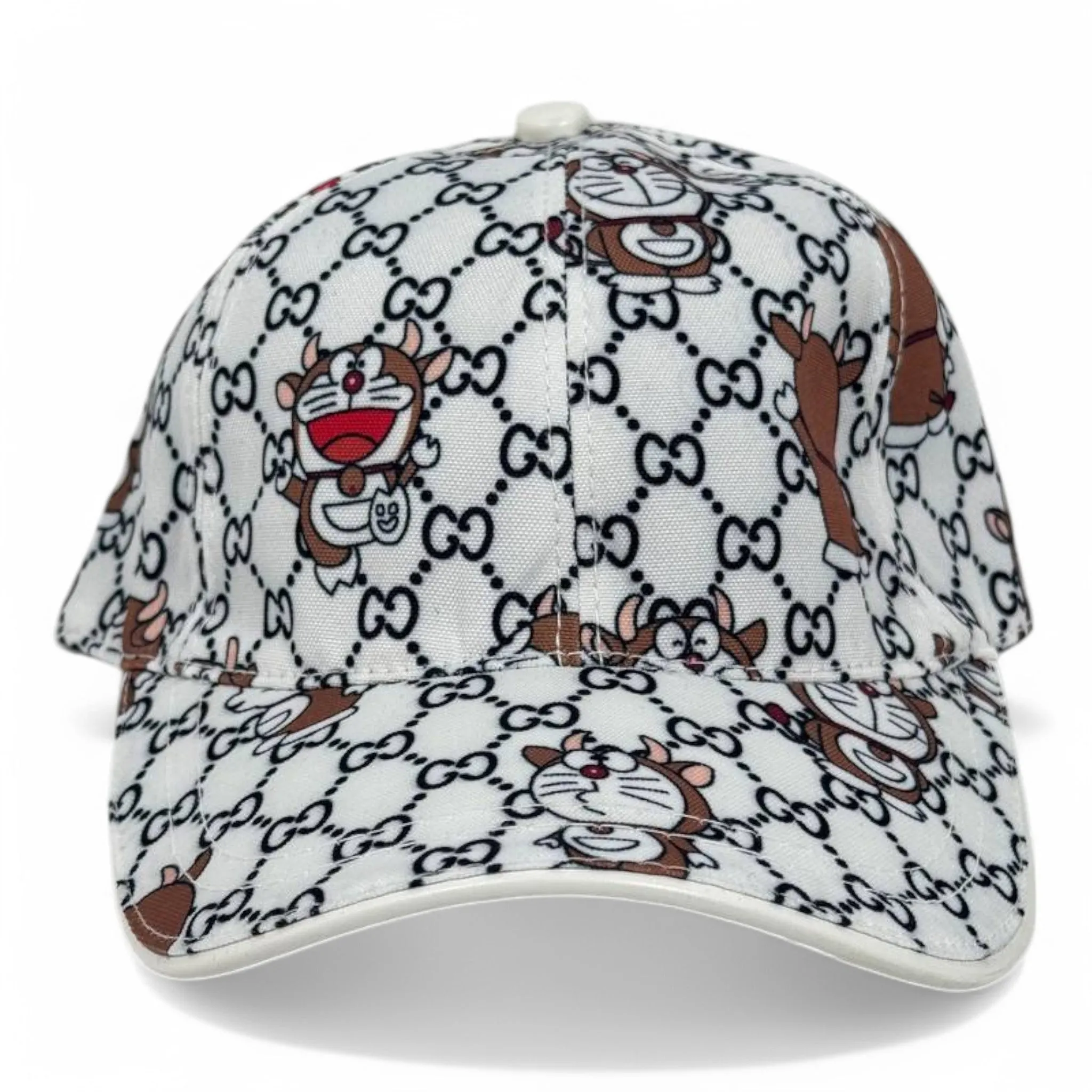 Gucci x Doraemon-Inspired Monogram Cap – White & Brown