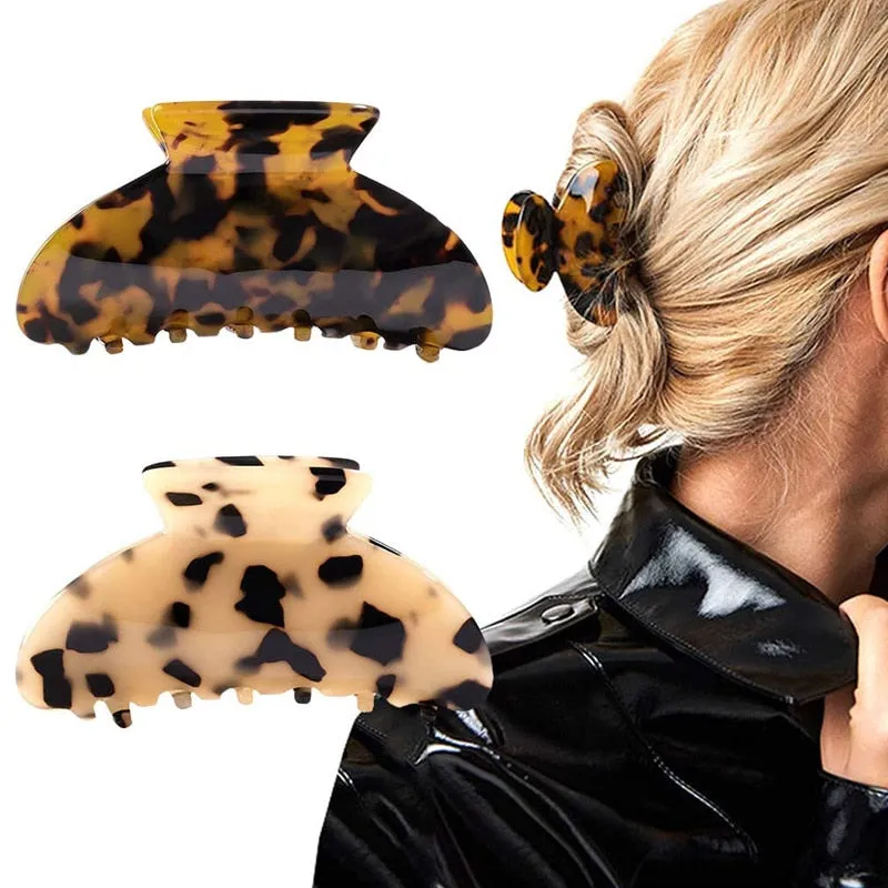 Hair Claw Banana Clips Tortoise Barrettes French Design Leopard print 4pcs