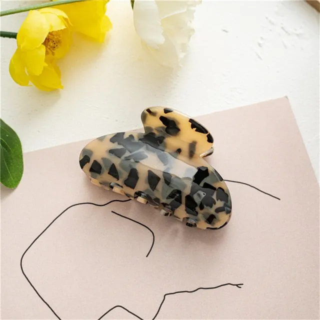 Hair Claw Banana Clips Tortoise Barrettes French Design Leopard print 4pcs