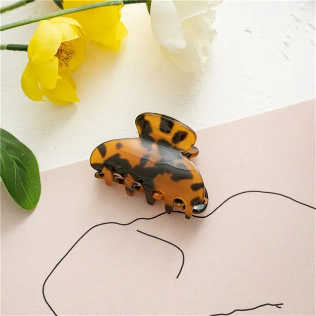 Hair Claw Banana Clips Tortoise Barrettes French Design Leopard print 4pcs