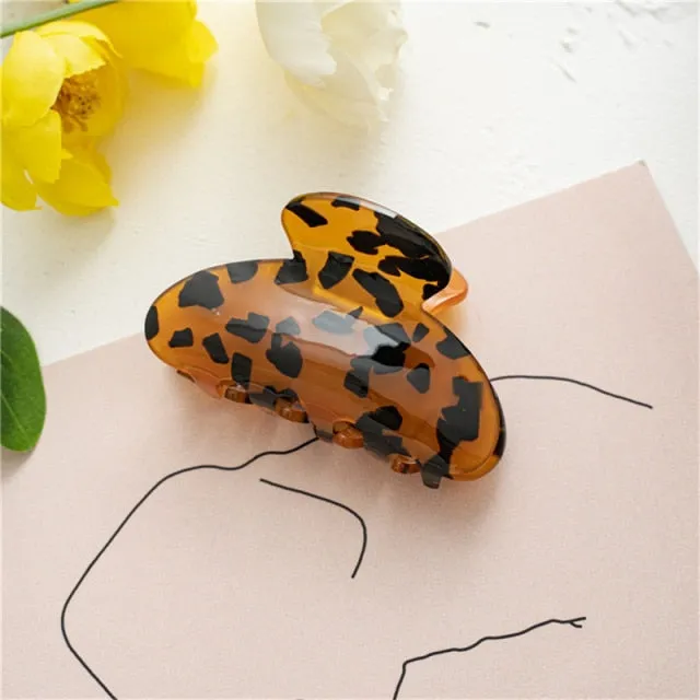 Hair Claw Banana Clips Tortoise Barrettes French Design Leopard print 4pcs