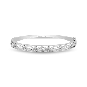 Hallmark Fine Jewelry Teardrop Lace Bangle in Sterling Silver with Diamonds