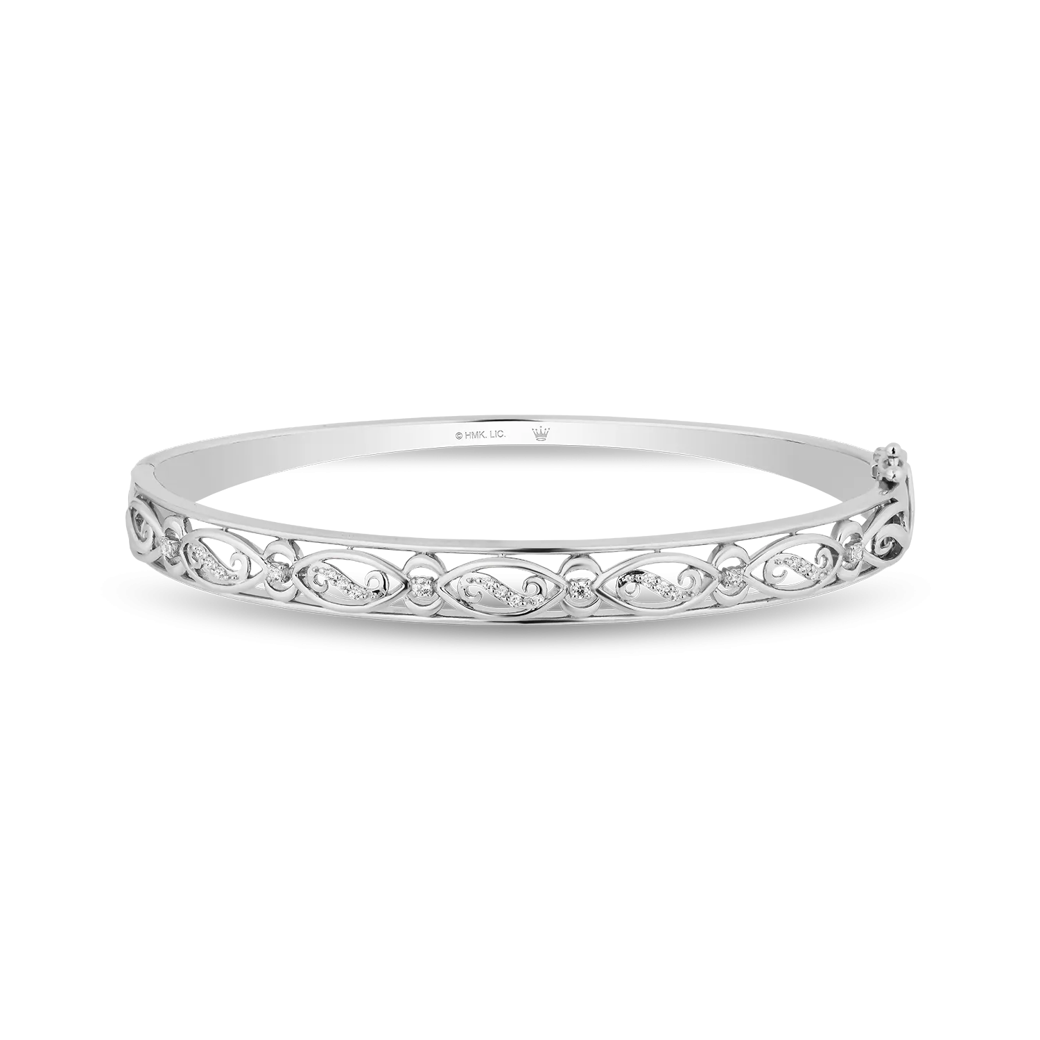 Hallmark Fine Jewelry Teardrop Lace Bangle in Sterling Silver with Diamonds