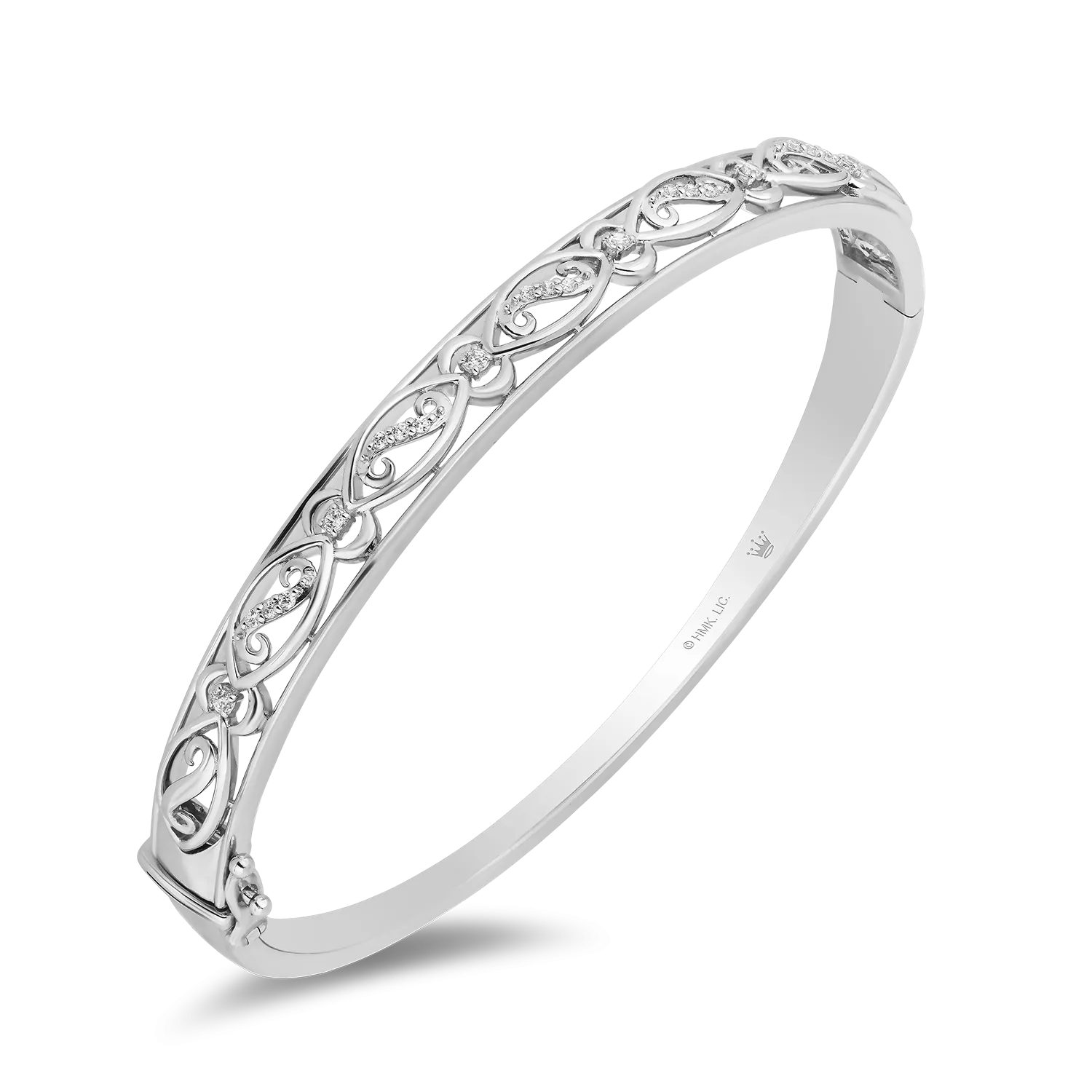 Hallmark Fine Jewelry Teardrop Lace Bangle in Sterling Silver with Diamonds