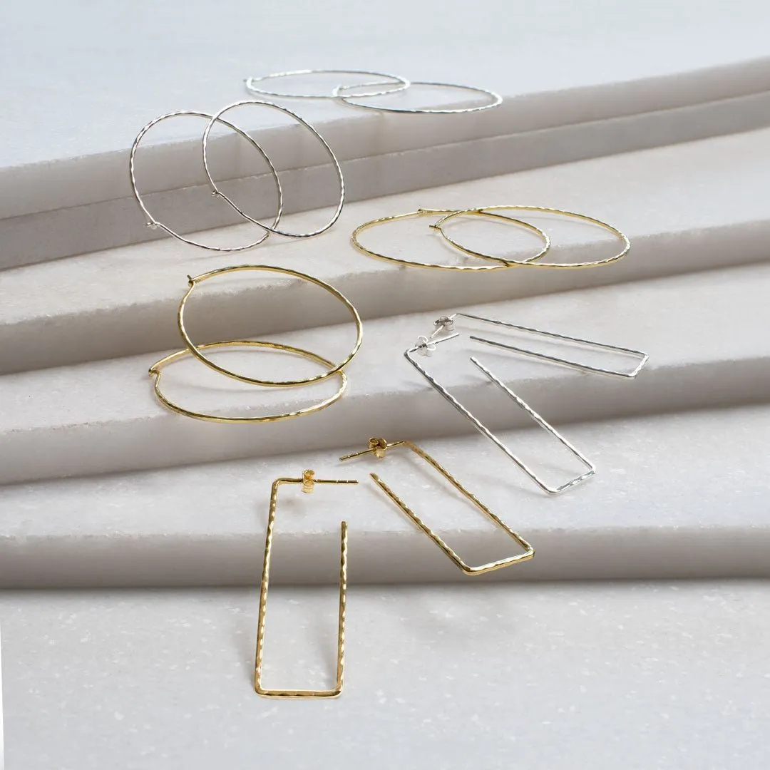 Hammered Hoops - Infinity Clasp Round Shape Sterling Silver Earring
