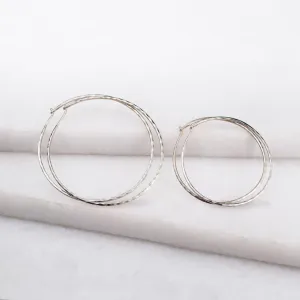 Hammered Hoops - Infinity Clasp Round Shape Sterling Silver Earring