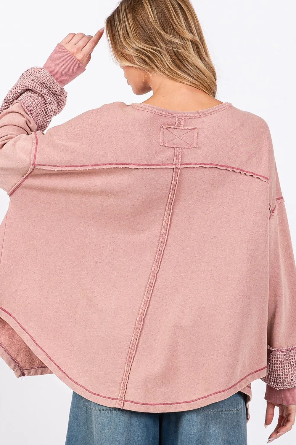 Hazel Blues® |  SAGE   FIG Peace Sign Mineral Wash Terry Top