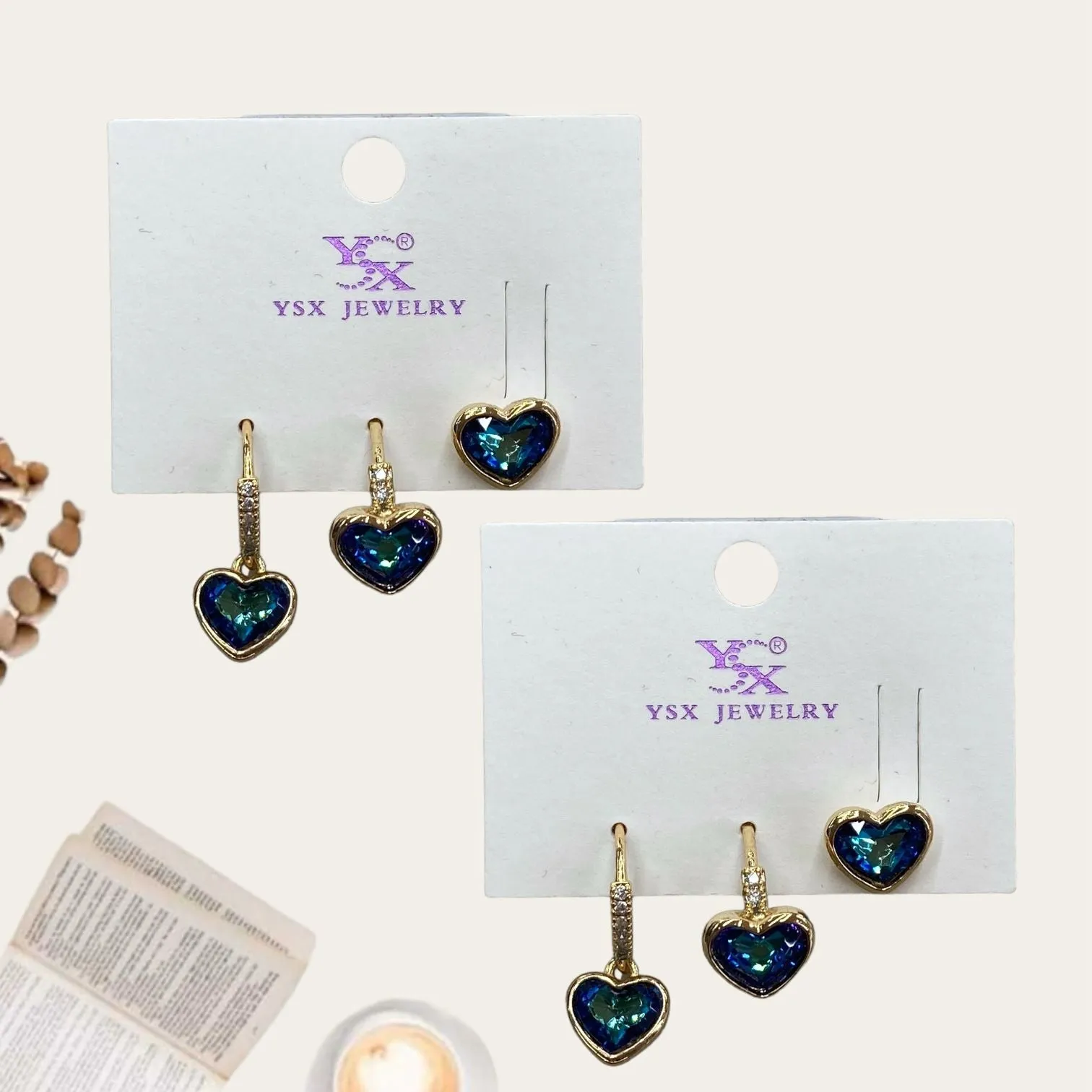 Heart Hoop and Stud Earring Set