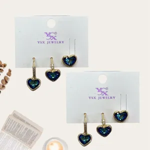 Heart Hoop and Stud Earring Set