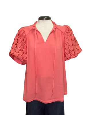 Hearts Aflutter Top Coral