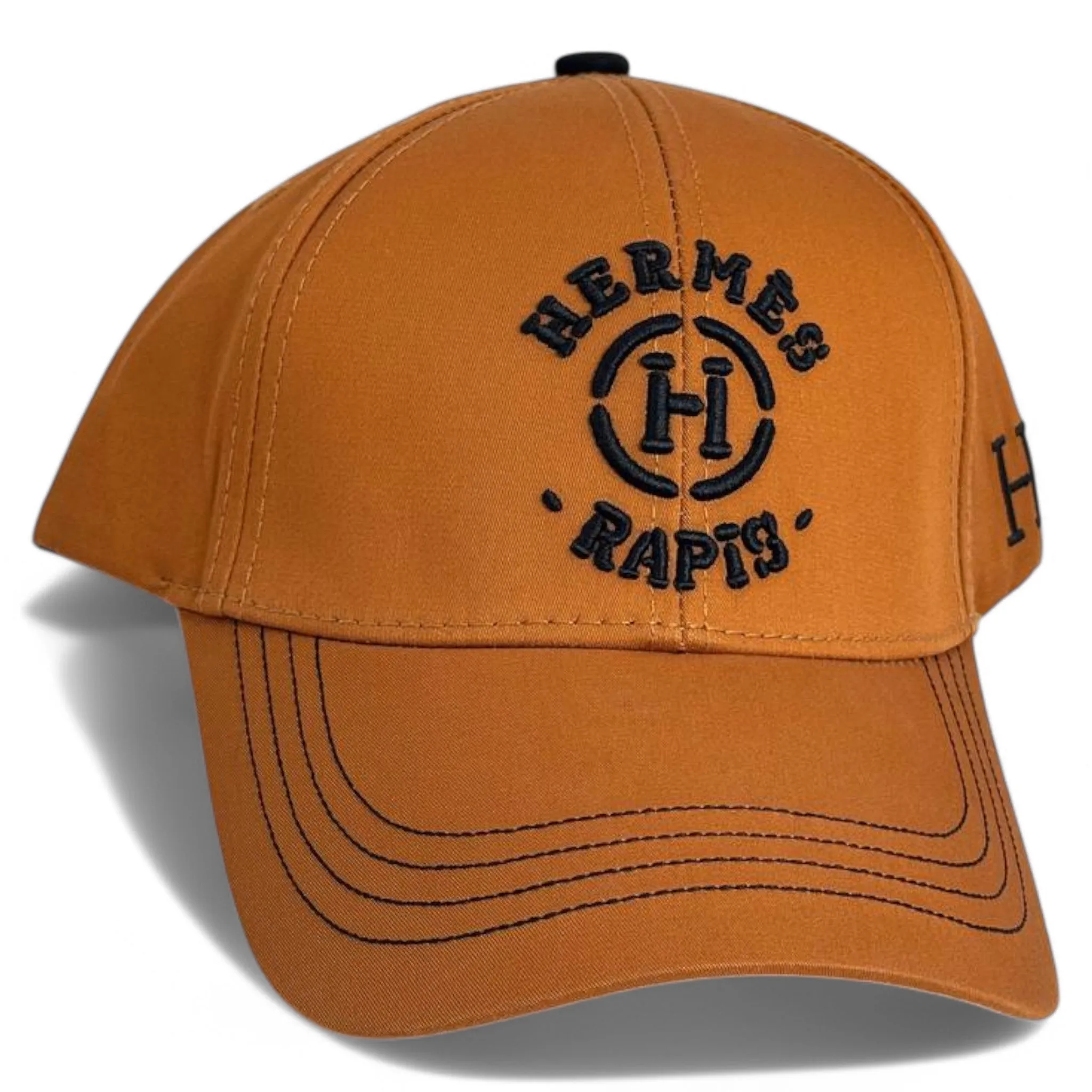 Hermès Rapis Black & Brown Embroidered Baseball Cap