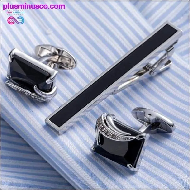 High Quality Onyx Cuff Links And Tie Clip Pin